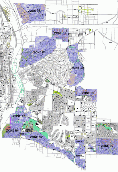 This map of Paso Robles shows the zones under consideration for re-balloting.