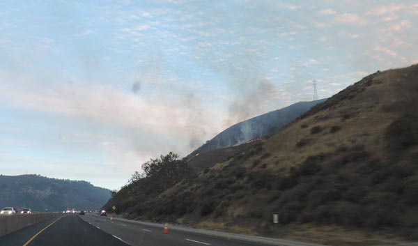 The fire on the Cuesta Grade on the morning of Aug. 17.