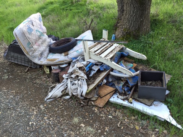 Pile of illegally dumped trash on Moss Lane