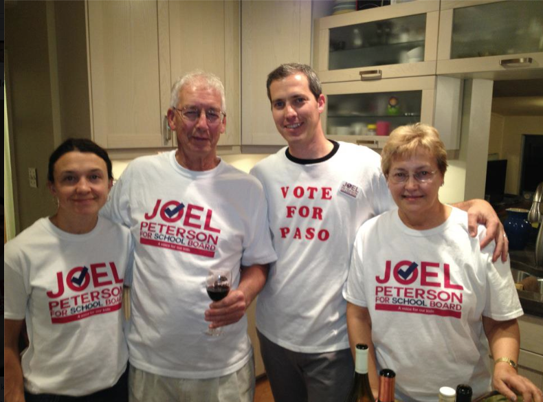 Joel Peterson celebrates on election night