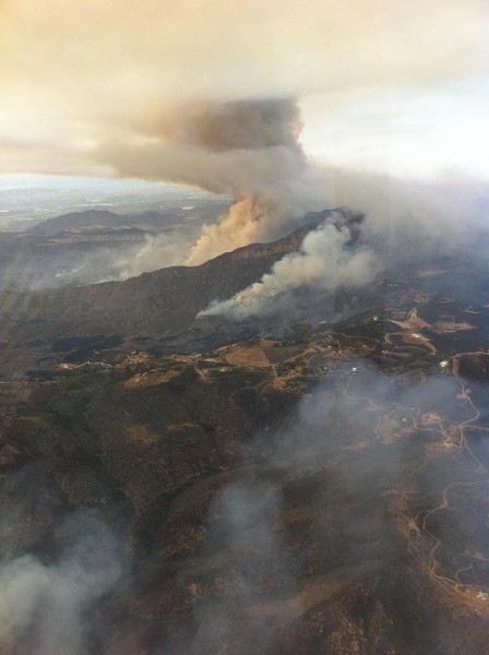 A photo of the Spring Fire in Ventura County taken by the air tactical plane based at the Paso Robles Air Attack Base. Photo from Cal Fire.