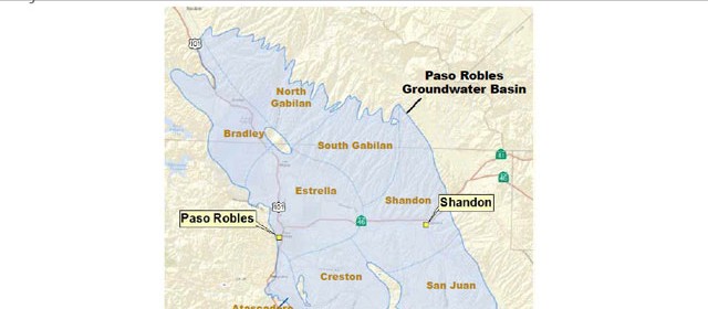 Map of Paso Robles Groundwater Basin.