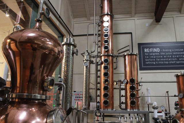 These are two of RE:FIND Distillery's stills next to Villicana Winery's tasting room. Photo by Heather Young
