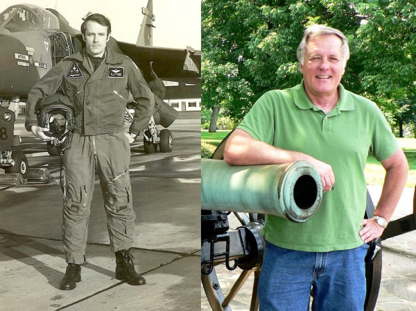 The author when he was a fighter pilot with the Royal Air Force, and a current photo. Courtesy photos.