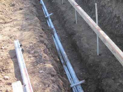 Trenching/Conduits being placed for lights.