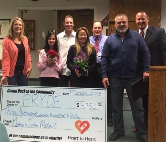 Pictured left to right: Tara Quinn – PRYDE Supervisor; Jayden & George Martinelli – clients; Liz Lee Marziello owner of Heart to Heart; Field Gibson -PRPS Board member; Mark O’Connell - owner of Heart to Heart; Chris Williams - Superintendent of PRPS. 