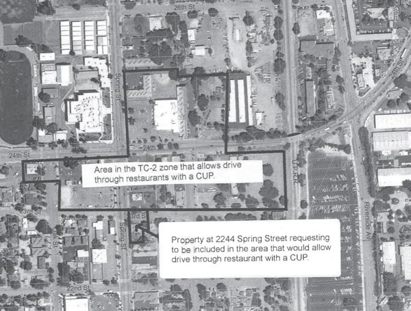 A map of the original zoning amendment request.