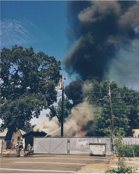A home burning on Park Street i