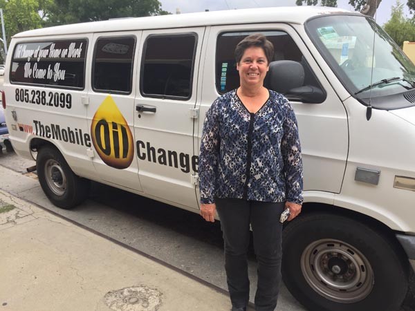 Lisa Marrone, owner of The Mobile Oil Changers, is building the Foundation for Natural Disaster Relief, based in Paso Robles.    Photo by Paula McCambridge.