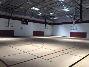 The 8,133-square-foot gym features six basketball hoops and is a training facility.   Photo by Paula McCambridge