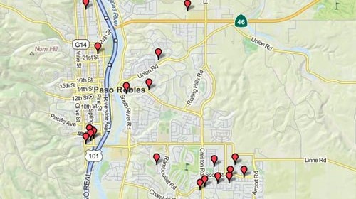 map of registered sex offenders in Paso Robles