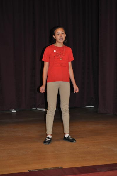 Pictured here is Ella Gomez, a 5th grader, during auditions who has been cast to play Peter.