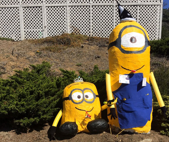 Minions greet passersby on a Cambria street corner. Photo by Meagan Friberg