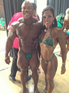 Tina Mace with Mr. Olympia Phil Heath, who was the guest poser at the competition.