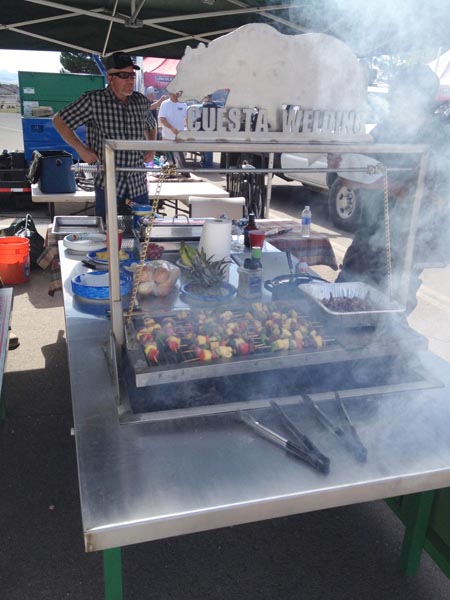 Cuesta College’s 2015 Welding Thunder team’s fold-and-go table and meal prepared for the competition. 