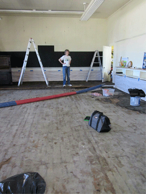 The original hardwood floors of the 1908 Pleasant Valley School are now being restored. The funds were raised at the end of October.