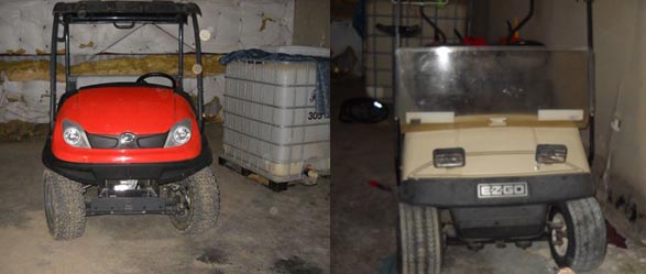 Some of the items recovered were determined to be stolen from agriculture properties in the North County area. Items including a Kubota RTV500 all-terrain vehicle, an electric golf cart, and a rifle, have had their owners identified.