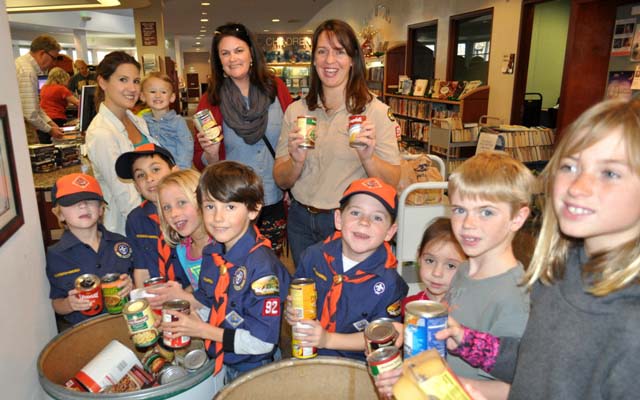Pack 92 Tiger Cub Den, Paso Robles City Library, Can Your Fines, Library Manager Karen Christiansen,  Meagan Friberg
