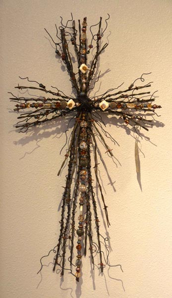 Handmade cross by artist Janet Lynn. 