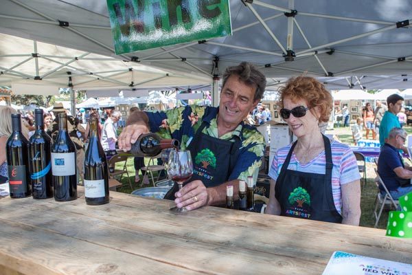 Art Fest volunteers, Joseph D'Alessio and Anita Speciale poured wine during the event.