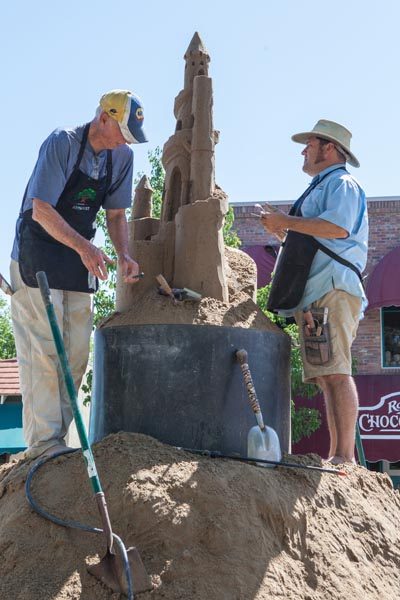 Kirk Radamaker and Rusty Croft from Santa Cruz were busy making a sandcastle. They had their own show, "Sand Masters", on the Travel Channel. The Cal Portland CO. donated the 20 tons of sand for this event