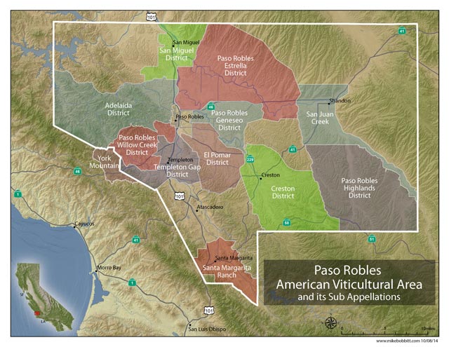Map of the Paso Robles AVAs