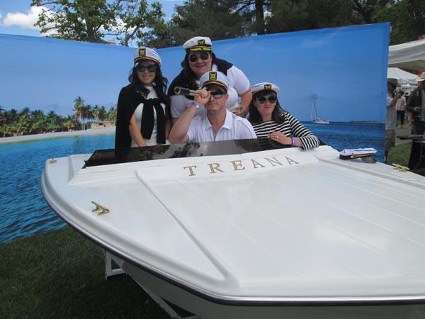 Treana winery's nautical crew hamming it on the 'faux' boat' as part of the popular photo-op booth.