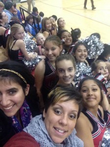 Sondra Williams and cheerleaders