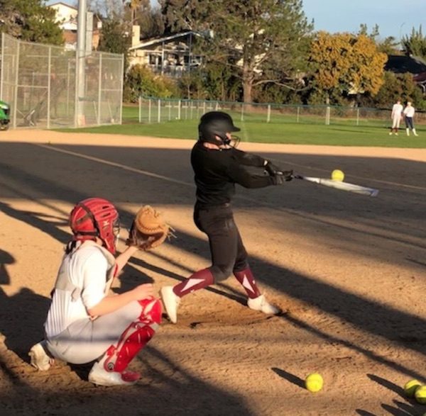 Sophia Preito connects during batting practice