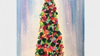Paint a Holiday Tree as a family at Holiday Paint and Cocoa Party