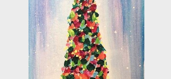 Paint a Holiday Tree as a family at Holiday Paint and Cocoa Party