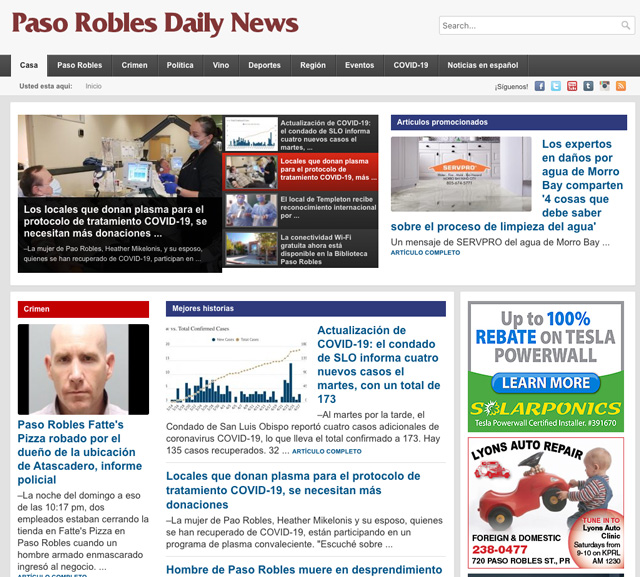 Paso Robles Daily News agrega edición en español – Noticias en español