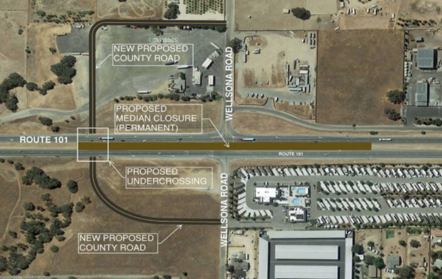plan for an underpass at Highway 101 and Wellsona Road