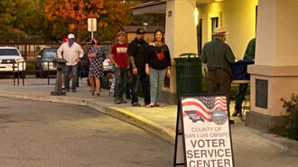 Voters line up to vote on Election Day at the Paso Robles Senior Center.