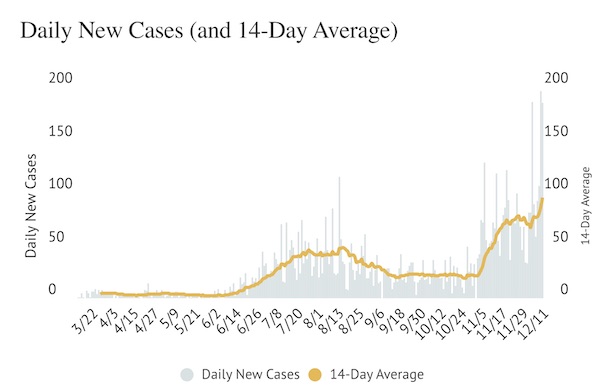 COVID-19: High daily new case count continues with 185 added Friday