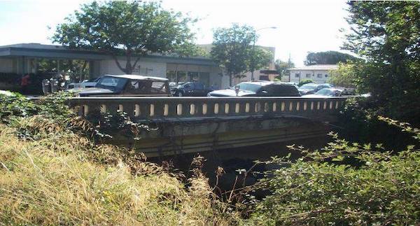 Image shows the 100-year-old bridge that has been replaced.