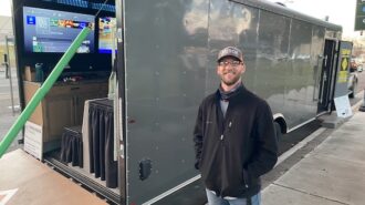 Doug Neville of Atascadero built the mobile gaming trailer.