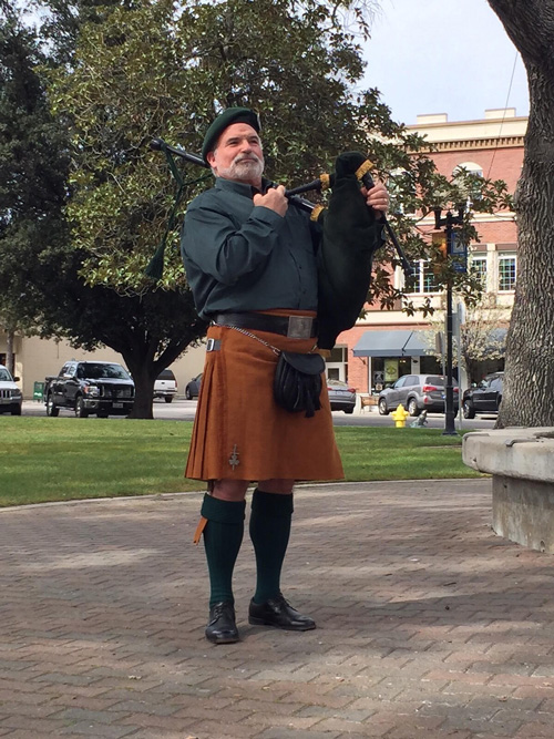 Ed Gallagher of Paso Robles on the bagpipes