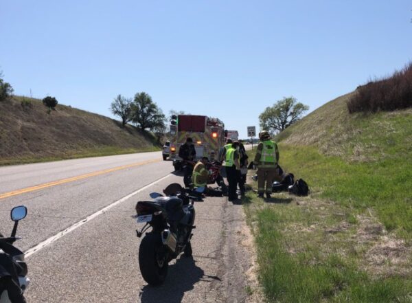 Motorcycle crash on Highway 46 injures two