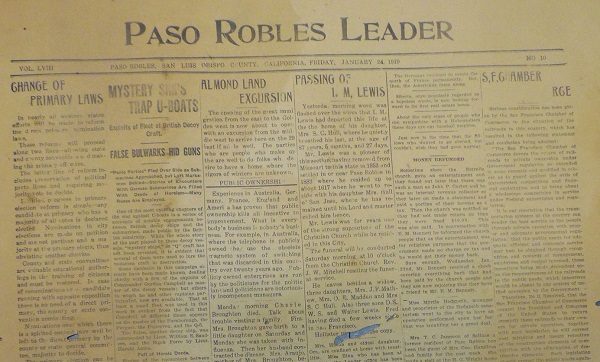 Looking Back Paso Robles 1919