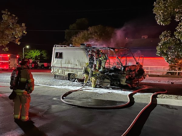 Motorhome destroyed by fire Sunday evening in Paso Robles