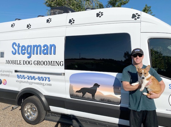 Josh Stegman, the Mobile Grooming Van & his beloved Corgi Winston