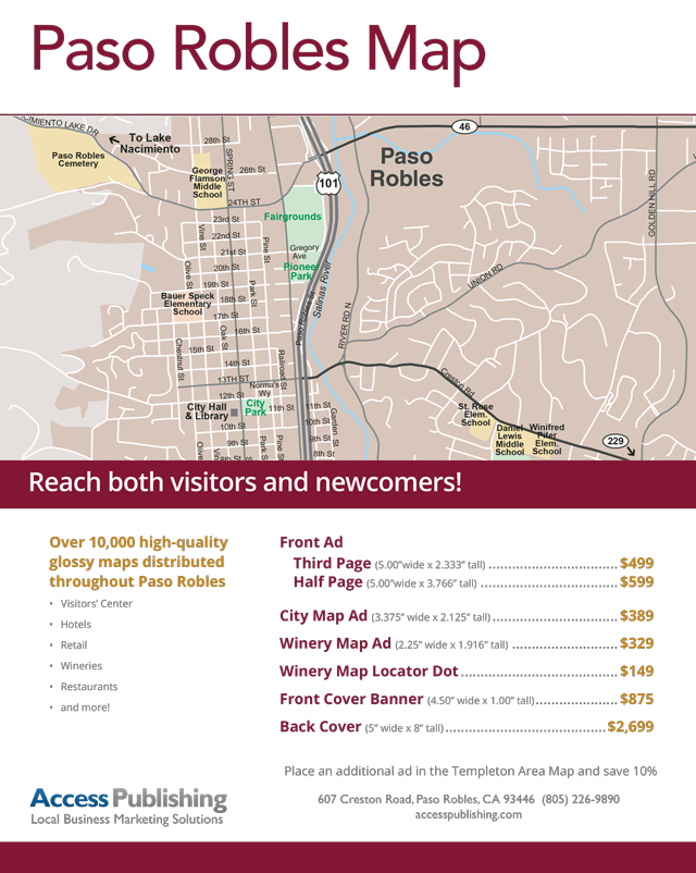 Paso Robles Area Map Advertising