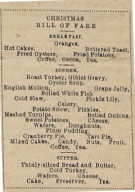 Looking Back 1889 Christmas menu