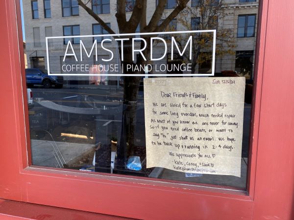 Amstrdm Sign on door
