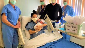 Kelsey and Jesse Bilsten with Sierra Vista nurses SLOC's 1st baby 2022