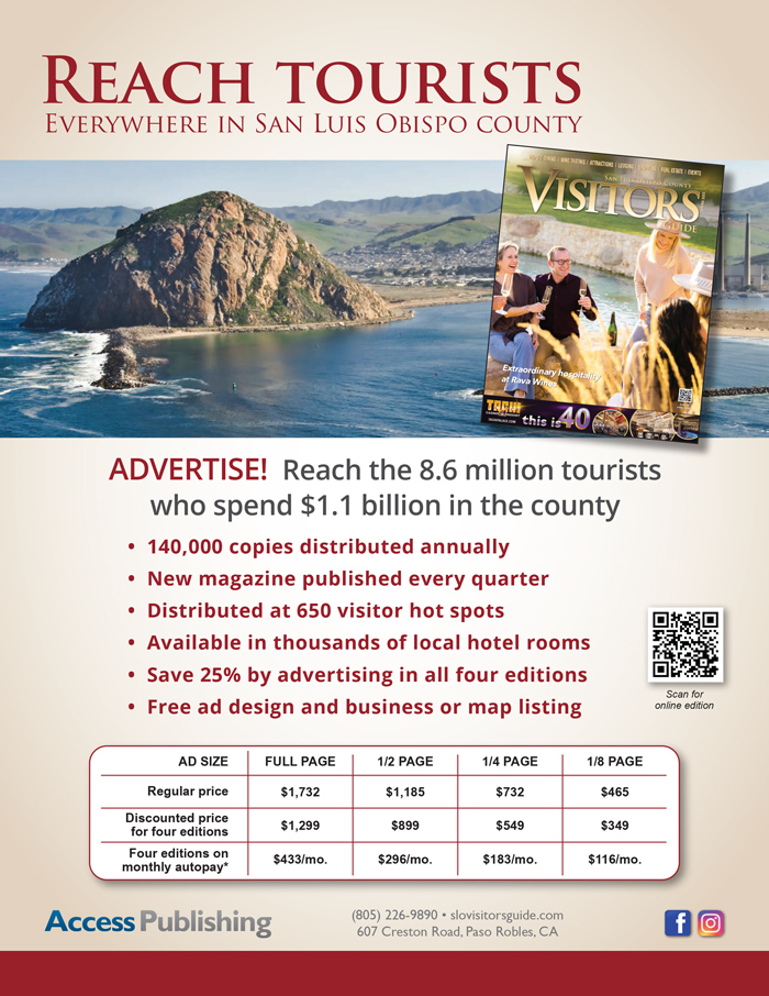 advertise to tourists in San Luis Obispo County, California