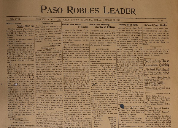 Paso Roble history 1918