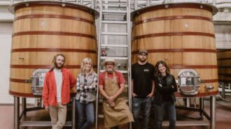 Tablas Creek Winemaking Team - Austin Collins, Chelsea Franchi, Neil Collins, Craig Hamm, and Amanda Collins