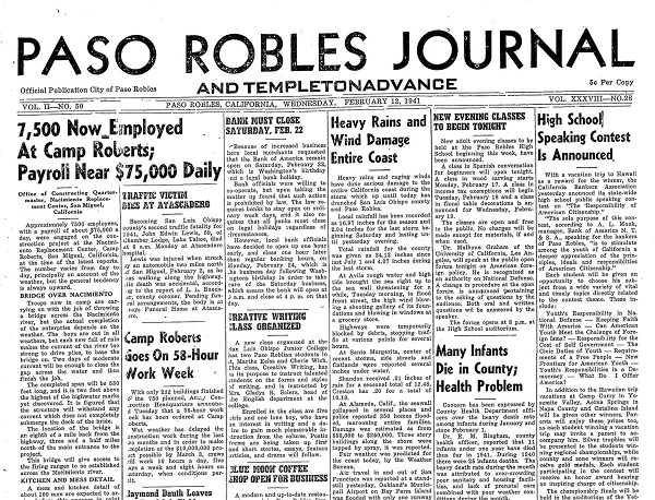 Paso Robles storm in 1941